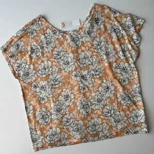 C&C California NWT Peach Floral Linen Shirt